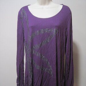 Gaiam Women's Large Purple & Black Half Star Design Harmony Long Sleeve Yoga Tee